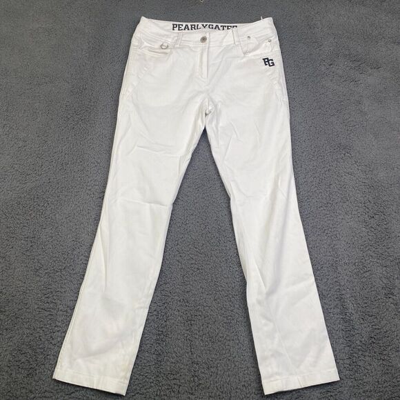 Pearly Gates Golf Pants Womens 1 White Print Japan Genuine 29x27 Measured - Picture 1 of 14